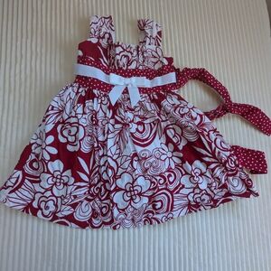 2T Bonnie Jean White Dress with Red Floral Print